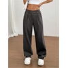image:imageGORGLITTER Womens Pleated Wide Leg Dress Pants Baggy Button Fly Suit Pants Dressy Trousers with PocketsDark Grey