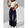 image:imageGORGLITTER Womens Wide Leg Track Pants Baggy Y2k High Waisted Dance Studio Parachute Trousers 2000s OutfitsBlue