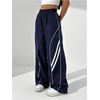 image:imageGORGLITTER Womens Wide Leg Track Pants Baggy Y2k High Waisted Dance Studio Parachute Trousers 2000s OutfitsBlue