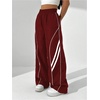 image:imageGORGLITTER Womens Wide Leg Track Pants Baggy Y2k High Waisted Dance Studio Parachute Trousers 2000s OutfitsBurgundy