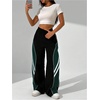 image:imageGORGLITTER Womens Wide Leg Track Pants Baggy Y2k High Waisted Dance Studio Parachute Trousers 2000s OutfitsGreen and Gray