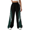 image:imageGORGLITTER Womens Wide Leg Track Pants Baggy Y2k High Waisted Dance Studio Parachute Trousers 2000s OutfitsGreen and Gray