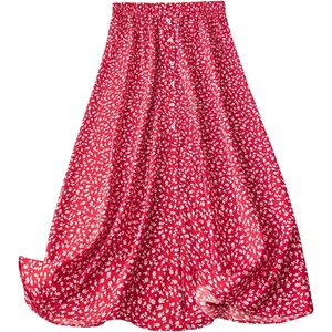 image:imageGORGLITTER Womens Floral Long Skirts Vintage Elastic High Waist Button Down Boho A Line Maxi SkirtRed
