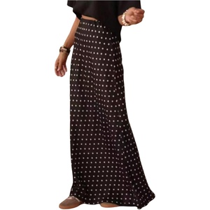 image:imageGORGLITTER Womens Polka Dots Maxi Skirt High Waisted Elegant Party Vintage Flowy Floor Length Casual Long SkirtsBrown