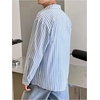 image:imageGORGLITTER Mens Striped Button Down Dress Shirt Long Sleeve Collared Business Casual Shirts TopBlue