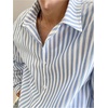 image:imageGORGLITTER Mens Striped Button Down Dress Shirt Long Sleeve Collared Business Casual Shirts TopBlue