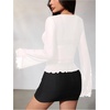 image:imageGORGLITTER Womens Bell Sleeve Tie Front Y2K Tops Classy Cute Sheer Going Out Gothic Concert Mesh Long Sleeve Crop TopsSolid White