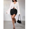 image:imageGORGLITTER Womens Bell Sleeve Tie Front Y2K Tops Classy Cute Sheer Going Out Gothic Concert Mesh Long Sleeve Crop TopsSolid White