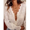 image:imageGORGLITTER Womens Boho Blouses Lace Floral Button Up Shirt Sheer Peasant Blouses Long Sleeve Western Flowy TopsWhite