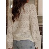 image:imageGORGLITTER Womens Boho Blouses Lace Floral Button Up Shirt Sheer Peasant Blouses Long Sleeve Western Flowy TopsWhite