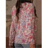 image:imageGORGLITTER Womens Boho Peasant Blouse Floral Lace Long Sleeve Button Down Shirt Vintage Fall Outfits 2025Pink Floral