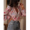 image:imageGORGLITTER Womens Boho Peasant Blouse Floral Lace Long Sleeve Button Down Shirt Vintage Fall Outfits 2025Pink Floral