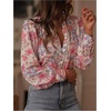 image:imageGORGLITTER Womens Boho Peasant Blouse Floral Lace Long Sleeve Button Down Shirt Vintage Fall Outfits 2025Pink Floral