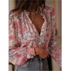 image:imageGORGLITTER Womens Boho Peasant Blouse Floral Lace Long Sleeve Button Down Shirt Vintage Fall Outfits 2025Pink Floral