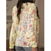 image:imageGORGLITTER Womens Boho Peasant Blouse Floral Lace Long Sleeve Button Down Shirt Vintage Fall Outfits 2025Yellow