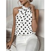 image:imageGORGLITTER Womens Bow Tie Neck Sleeveless Blouse Polka Dots Dressy Business Casual Halter Tank TopsWhite