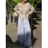 image:imageGORGLITTER Womens Chiffon Blouses Dressy Casual Boho Peasant Tops Ruffled Sheer Long Sleeve Button Up Shirt Fall TrendyBeige