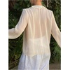 image:imageGORGLITTER Womens Chiffon Blouses Dressy Casual Boho Peasant Tops Ruffled Sheer Long Sleeve Button Up Shirt Fall TrendyBeige