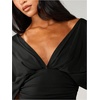 image:imageGORGLITTER Womens Cinched Waist Bat Wing Tops Summer Cute Deep V Neck Y2K Going Out Crop Tops Ruched Fitted Tees ShirtBlack