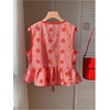 image:imageGORGLITTER Womens Gingham Peplum Boho Tops Cute Bow Babydoll Tie Front Tank Tops Blouses Vacation Going Out OutfitsRed