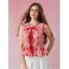 image:imageGORGLITTER Womens Gingham Peplum Boho Tops Cute Bow Babydoll Tie Front Tank Tops Blouses Vacation Going Out OutfitsRed