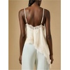 image:imageGORGLITTER Womens Lace Trim Asymmetrical Hem Cami Tops Y2k Spaghetti Strap Sexy Loose Tank Top Western Going Out OutfitsApricot