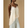image:imageGORGLITTER Womens Lace Trim Asymmetrical Hem Cami Tops Y2k Spaghetti Strap Sexy Loose Tank Top Western Going Out OutfitsApricot
