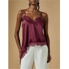image:imageGORGLITTER Womens Lace Trim Asymmetrical Hem Cami Tops Y2k Spaghetti Strap Sexy Loose Tank Top Western Going Out OutfitsBurgundy