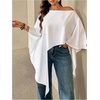 image:imageGORGLITTER Womens Plus Size Off The Shoulder Blouse Cape Sleeve Asymmetrical Flowy Dressy Casual TopsWhite