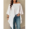image:imageGORGLITTER Womens Plus Size Off The Shoulder Blouse Cape Sleeve Asymmetrical Flowy Dressy Casual TopsWhite