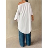 image:imageGORGLITTER Womens Plus Size Off The Shoulder Blouse Cape Sleeve Asymmetrical Flowy Dressy Casual TopsWhite