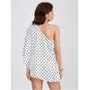 image:imageGORGLITTER Womens Polka Dots Poncho Tops Off The Shoulder Asymmetrical Flowy Top Dressy Going Out Bat Wing BlouseWhite