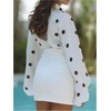 image:imageGORGLITTER Womens Polka Dots Top Lantern Sleeve Collared Button Down Shirt Dressy Casual Business Office Work BlouseBlack and White