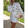 image:imageGORGLITTER Womens Polka Dots Top Lantern Sleeve Collared Button Down Shirt Dressy Casual Business Office Work BlouseBlack and White
