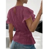 image:imageGORGLITTER Womens Ruffled Blouses Ruched Short Sleeve Crew Neck Dressy Casual Peplum Shirts Flare Summer Going Out TopPurple