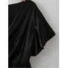 image:imageGORGLITTER Womens Satin Wrap Blouse Side Ruched V Neck Short Sleeve Elegant Work Office Business Shirts TopBlack