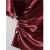 image:imageGORGLITTER Womens Satin Wrap Blouse Side Ruched V Neck Short Sleeve Elegant Work Office Business Shirts TopBurgundy