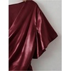 image:imageGORGLITTER Womens Satin Wrap Blouse Side Ruched V Neck Short Sleeve Elegant Work Office Business Shirts TopBurgundy