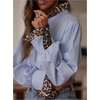 image:imageGORGLITTER Womens Striped Ruffled Top Long Sleeve Dressy Business Casual Shirt Leopard Button Down Work Office BlouseBlue
