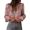 image:imageGORGLITTER Womens Boho Peasant Blouse Floral Lace Long Sleeve Button Down Shirt Vintage Fall Outfits 2025Pink Floral