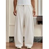 image:imageGORGLITTER Mens Baggy Dress Pants Pleated Wide Leg High Waisted Barrel Trousers Track Pants Work Business CasualWhite