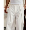 image:imageGORGLITTER Mens Baggy Dress Pants Pleated Wide Leg High Waisted Barrel Trousers Track Pants Work Business CasualWhite
