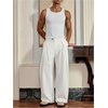 image:imageGORGLITTER Mens Baggy Dress Pants Pleated Wide Leg High Waisted Barrel Trousers Track Pants Work Business CasualWhite