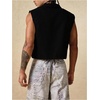 image:imageGORGLITTER Mens Gingham Plaid Cropped Shirt Button Up Sleeveless Boxy Y2K Collar Streetwear Vest TopsBlack