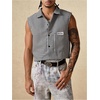 image:imageGORGLITTER Mens Gingham Plaid Cropped Shirt Button Up Sleeveless Boxy Y2K Collar Streetwear Vest TopsBlack and White