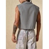 image:imageGORGLITTER Mens Gingham Plaid Cropped Shirt Button Up Sleeveless Boxy Y2K Collar Streetwear Vest TopsBlack and White