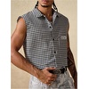 image:imageGORGLITTER Mens Gingham Plaid Cropped Shirt Button Up Sleeveless Boxy Y2K Collar Streetwear Vest TopsBlack and White