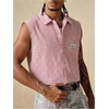 image:imageGORGLITTER Mens Gingham Plaid Cropped Shirt Button Up Sleeveless Boxy Y2K Collar Streetwear Vest TopsPink