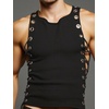 image:imageGORGLITTER Mens Grommet Cropped T Shirt Y2K Rave Top Going Out Outfits Sleeveless Shirts Party Club Tank TopsBlack