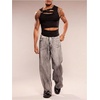 image:imageGORGLITTER Mens Grommet Cropped T Shirt Y2K Rave Top Going Out Outfits Sleeveless Shirts Party Club Tank TopsSolid Black
